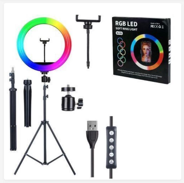12″ RGB RINGLIGHT WITH 1 PHONE HOLDER AND TRIPOD STAND