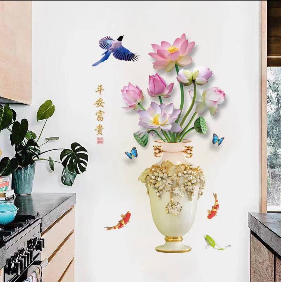 Flower Vase Wall Stickers Aesthetic Home Decoration