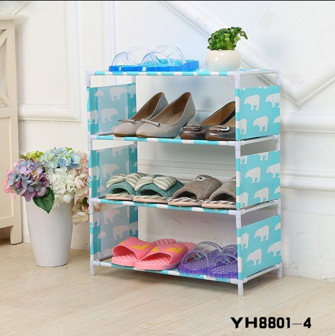 3 Layers Cloth and Iron Shoe Rack