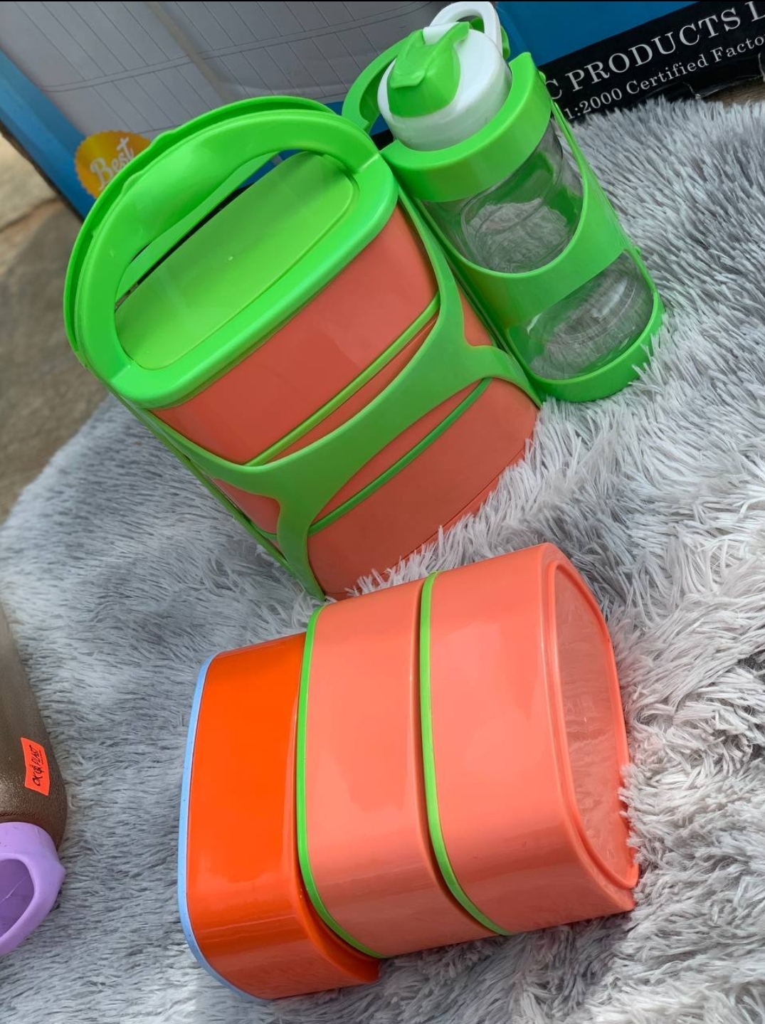 3 Layers Lunch Box with Bottle Carrier and Water Bottle