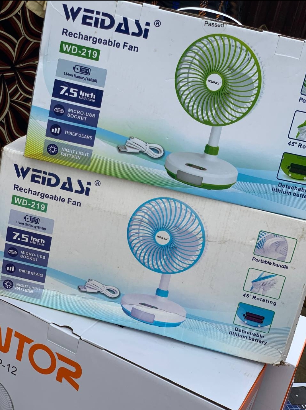 Wd-219 Weidasi 7.5Inches Rechargeable Table Fan
