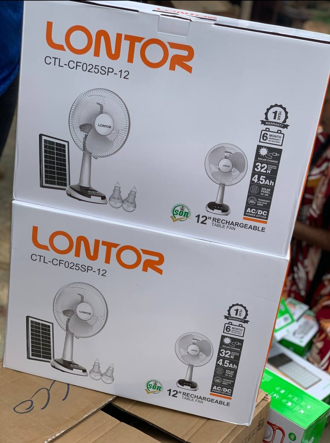 Lontor 12Inches Rechargeable Table Fan